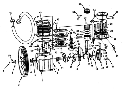 Pump Assembly Diagram and Parts List for XP581500  Campbell Hausfeld Compressor